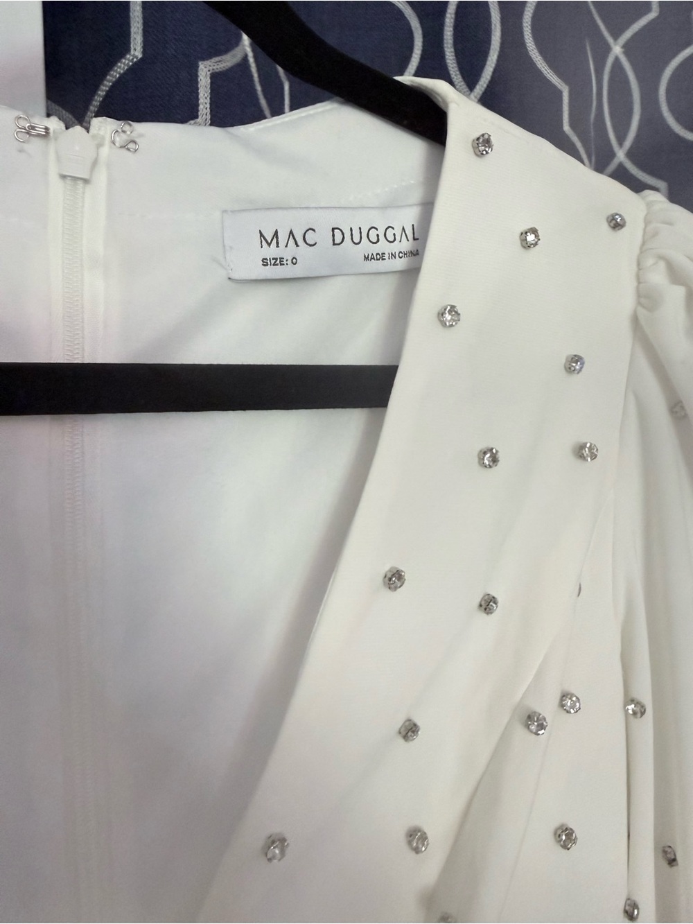 MAC DUGGAL white rhinestone gown 67874 DRESS stretch knit $398 Size 0 D2 - Picture 3 of 6